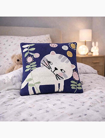SEVIRA KIDS | Taie de coussin en tricot de coton Chaton