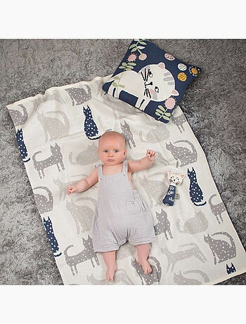 SEVIRA KIDS | Taie de coussin en tricot de coton Chaton