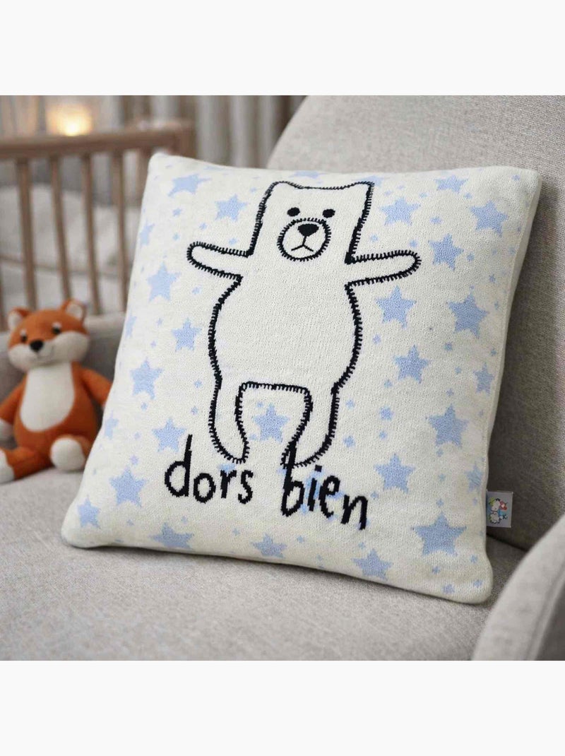 SEVIRA KIDS | Taie de coussin enfant  tricoté Ourson Ecru - Kiabi