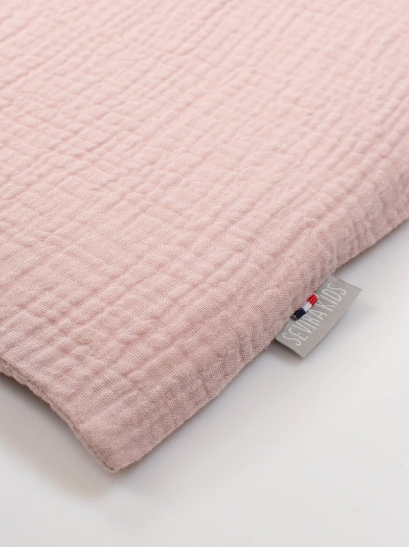 SEVIRA KIDS | Taie de coussin modulable avec liens à nouer en gaze de coton Rose - Kiabi