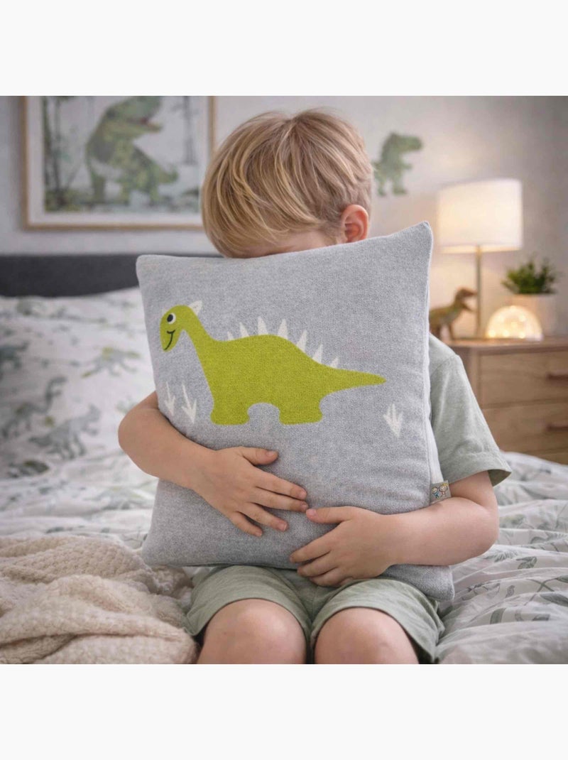 SEVIRA KIDS | Taie de coussin  tricoté DINO Gris - Kiabi