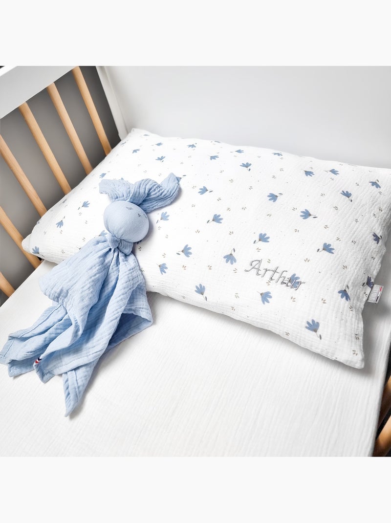 SEVIRA KIDS | Taie d'oreiller en gaze de coton Bleuet Blanc - Kiabi