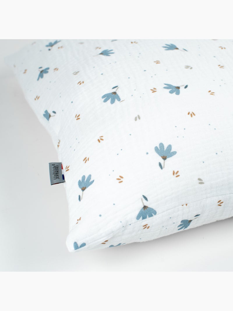 SEVIRA KIDS | Taie d'oreiller en gaze de coton Bleuet Blanc - Kiabi