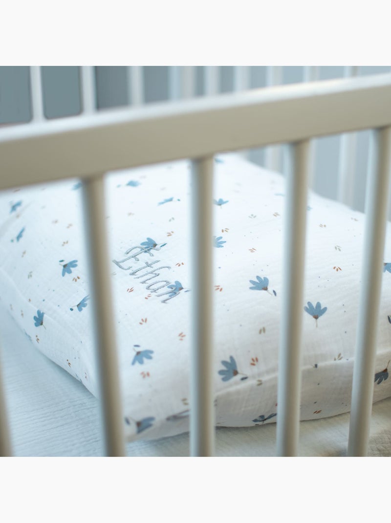 SEVIRA KIDS | Taie d'oreiller en gaze de coton Bleuet Blanc - Kiabi