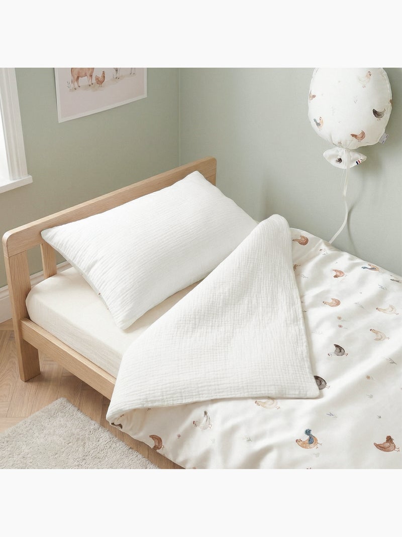 SEVIRA KIDS | Taie d'oreiller en satin de coton réversible GALLINA Ecru - Kiabi