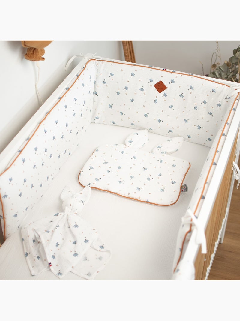 Sevira kids | tour de lit universel en gaze de coton bleuet Blanc - Kiabi