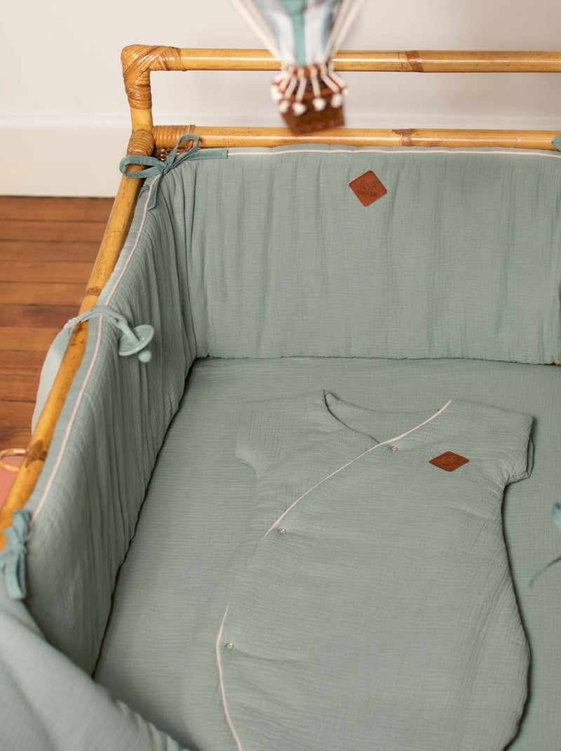 SEVIRA KIDS | Tour de lit universel en gaze de coton Jeanne Bleu - Kiabi