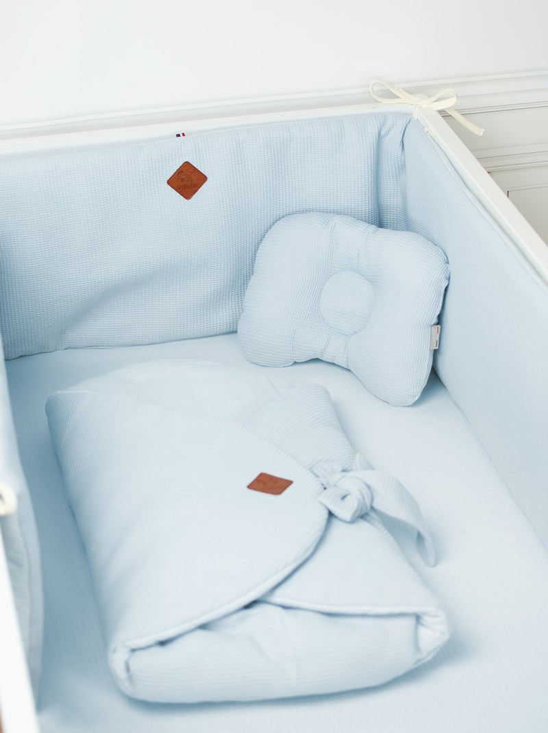 SEVIRA KIDS | Tour de lit universel en gaze de coton Nid d'abeille Bleu - Kiabi