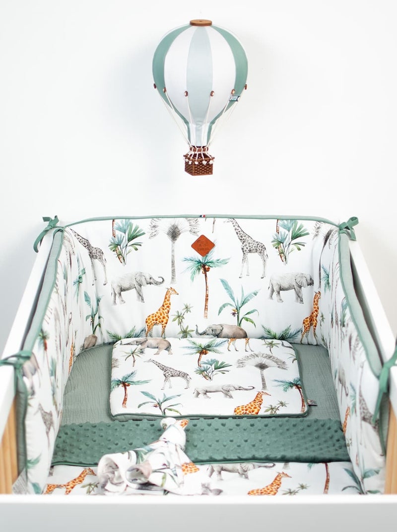 SEVIRA KIDS | Tour de lit universel en gaze de coton Safari Vert d'eau - Kiabi