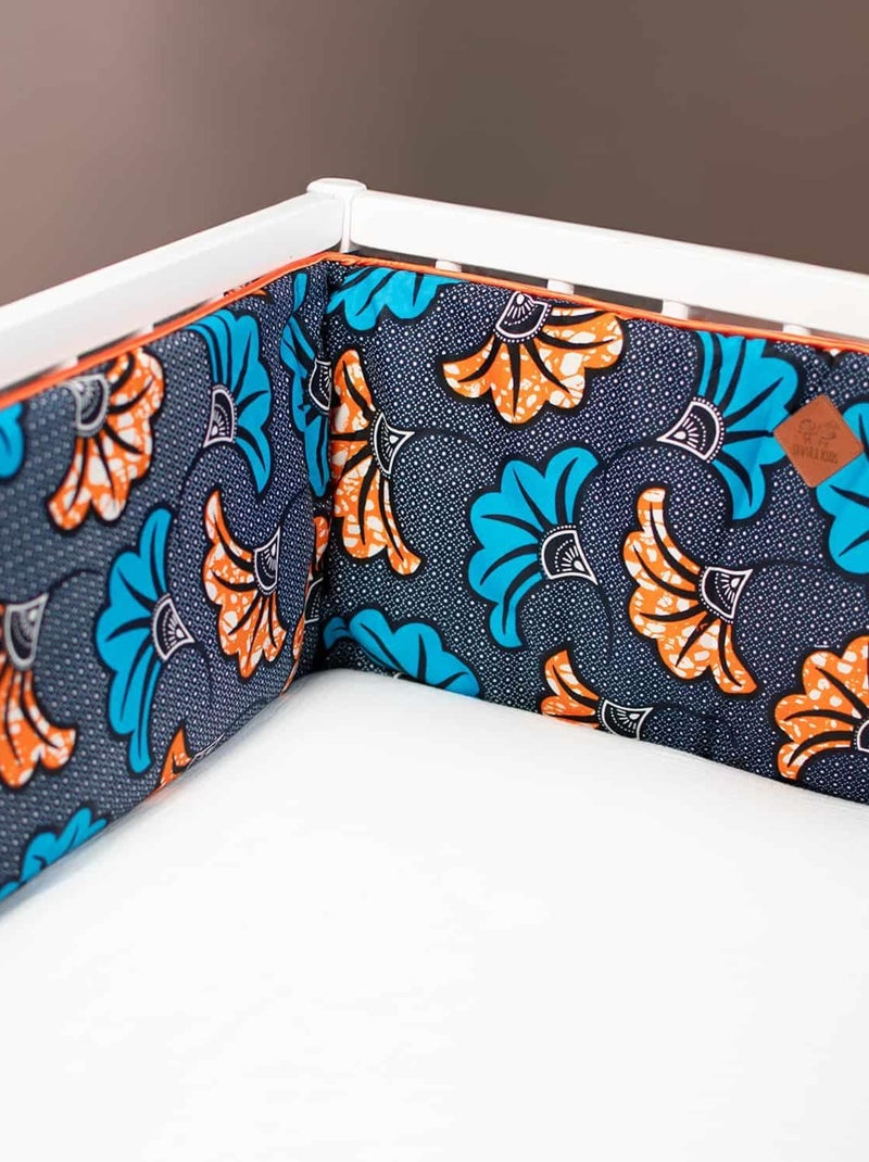 SEVIRA KIDS | Tour de lit universel Wax Fleurs de Mariage Bleu - Kiabi