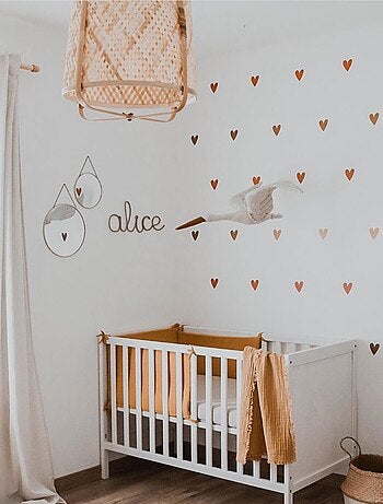 Sevira kids | trophée mural cigogne en lin beige – décoration chambre bébé enfant