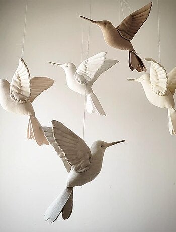 SEVIRA KIDS | Trophée mural Colibri en lin – décoration chambre bébé enfant