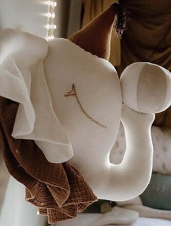 SEVIRA KIDS | Trophée mural Éléphant en lin – décoration chambre bébé enfant