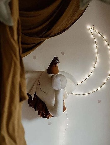 SEVIRA KIDS | Trophée mural Éléphant en lin – décoration chambre bébé enfant