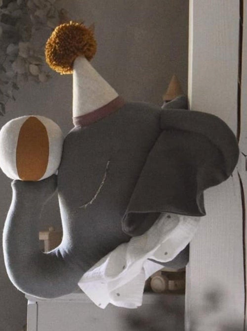 SEVIRA KIDS | Trophée mural Éléphant gris en lin – décoration chambre bébé enfant - Kiabi