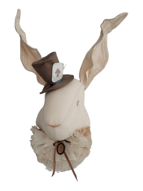 SEVIRA KIDS | Trophée mural Lapin Pays des Merveilles en lin – décoration chambre bébé enfant - Kiabi