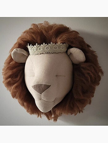 SEVIRA KIDS | Trophée mural Lion en lin – décoration chambre bébé enfant
