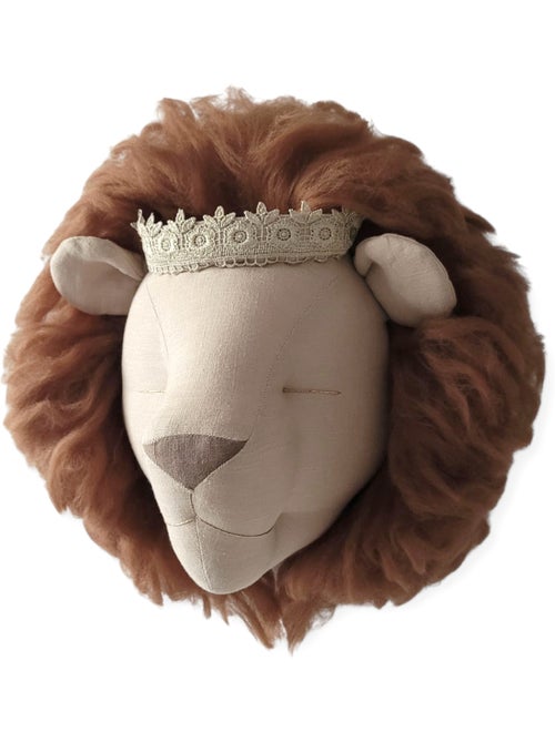 SEVIRA KIDS | Trophée mural Lion en lin – décoration chambre bébé enfant - Kiabi