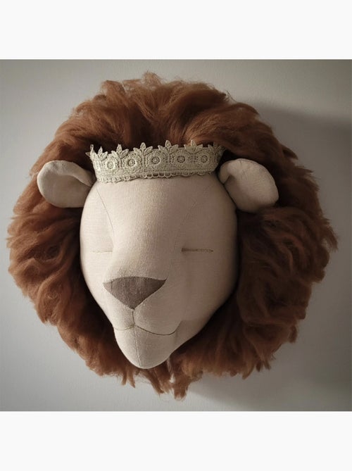 SEVIRA KIDS | Trophée mural Lion en lin – décoration chambre bébé enfant - Kiabi