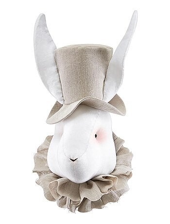 Sevira kids | trophée mural monsieur lapin en lin – décoration chambre bébé enfant