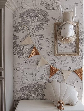 Sevira kids | trophée mural monsieur lapin en lin – décoration chambre bébé enfant