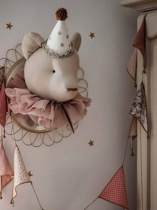 SEVIRA KIDS | Trophée mural Ours Alexia en lin – décoration chambre bébé enfant - Kiabi