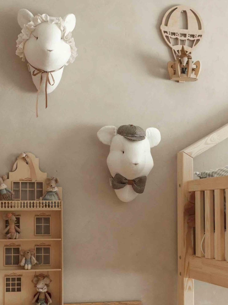 SEVIRA KIDS | Trophée mural Souris Edouard en lin – décoration chambre bébé enfant Beige - Kiabi