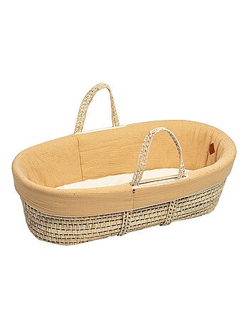 SEVIRA KIDS|Couffin bébé avec Matelas Habillage et Drap Housse Pois Dorés