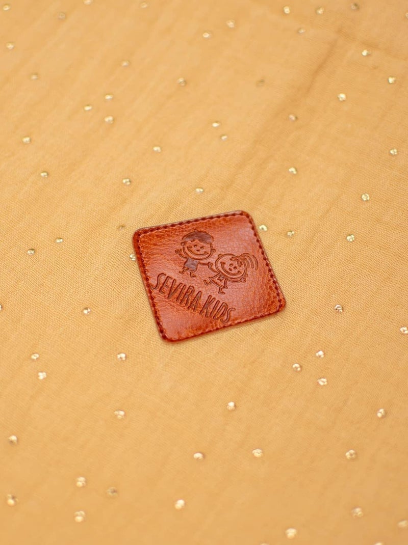 SEVIRA KIDS|Couverture en gaze de coton et sherpa Jeanne Taupe/Doré - Kiabi