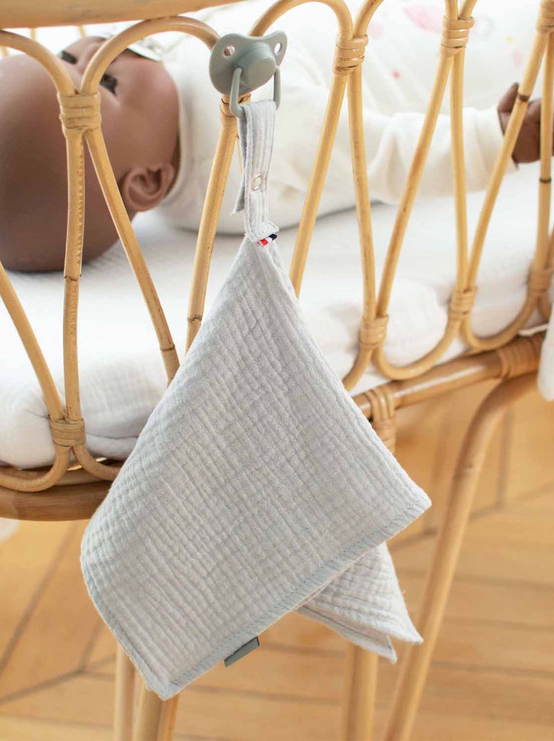 SEVIRA KIDS|Doudou lange attache tétine en gaze de coton Jeanne Gris - Kiabi