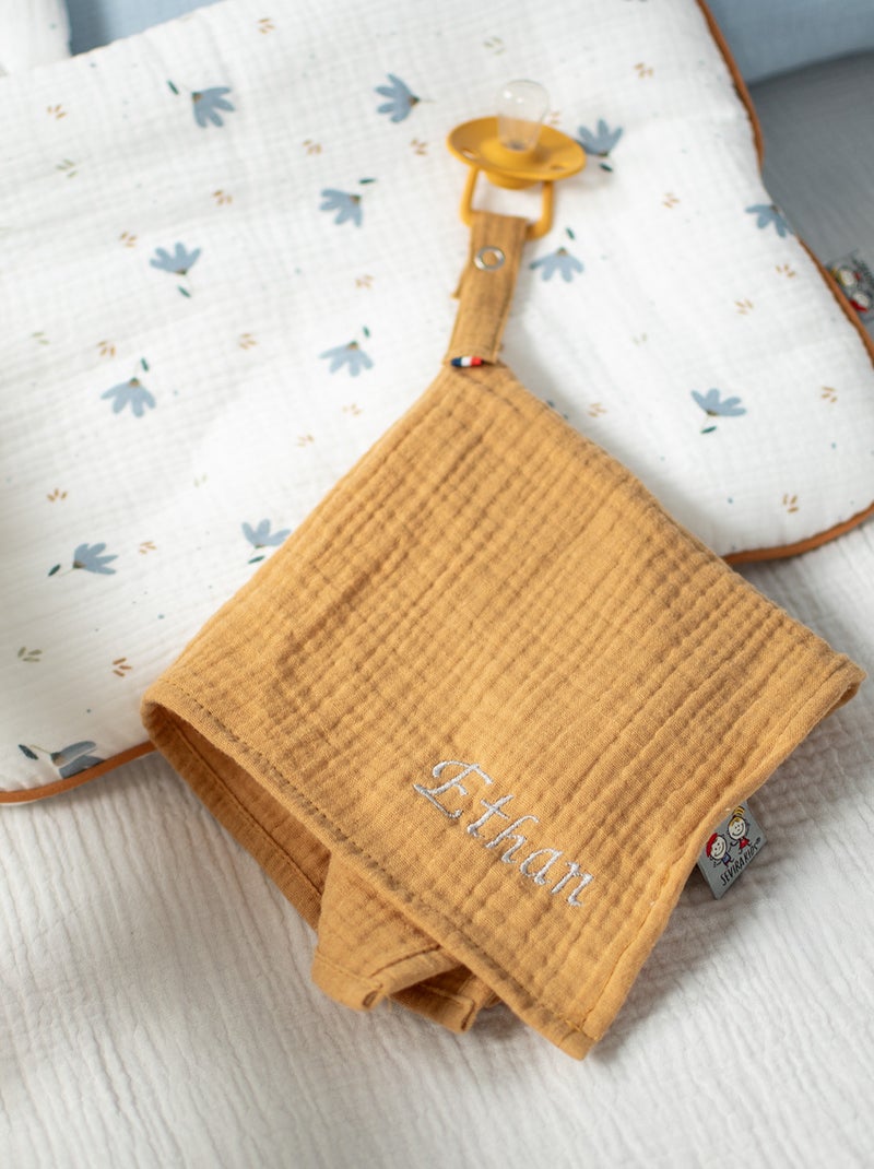 SEVIRA KIDS|Doudou lange attache tétine en gaze de coton Jeanne Marron clair - Kiabi