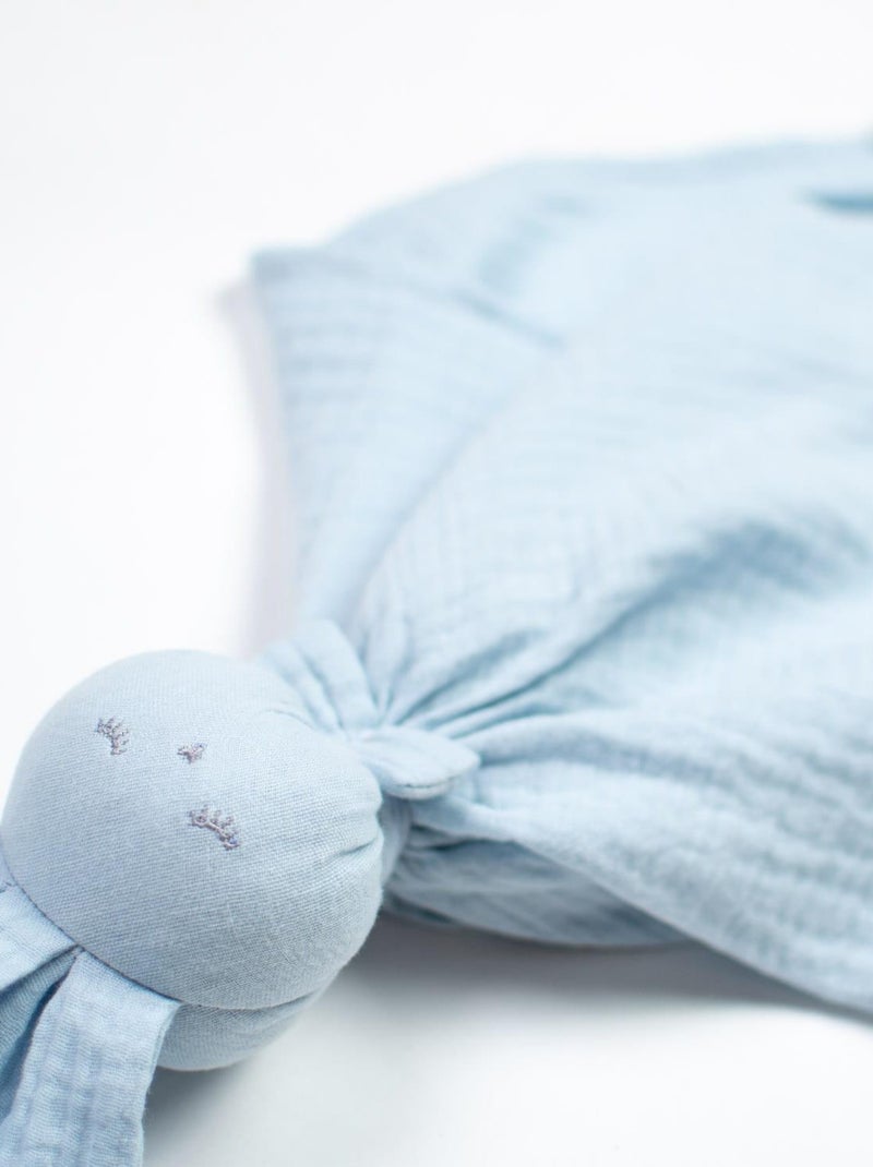 SEVIRA KIDS|Doudou Lapin  en gaze de coton Jeanne Bleu - Kiabi
