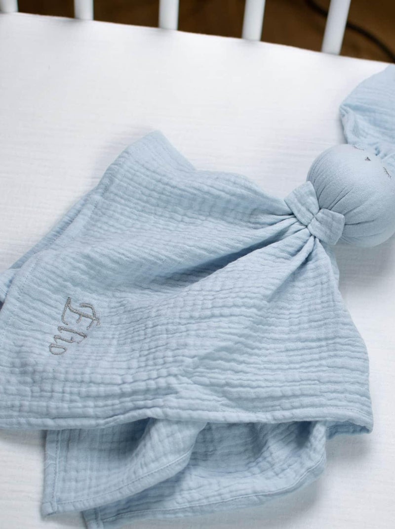 SEVIRA KIDS|Doudou Lapin  en gaze de coton Jeanne Bleu - Kiabi