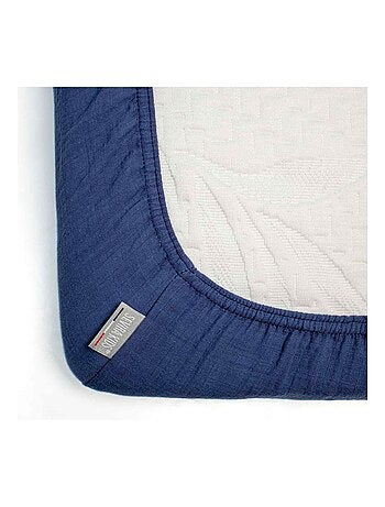 SEVIRA KIDS|Drap housse berceau en gaze de coton à carreaux