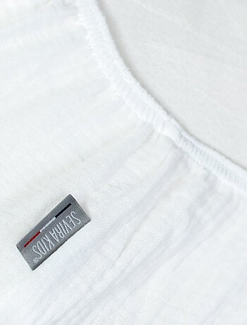 SEVIRA KIDS|Drap housse uni en gaze de coton