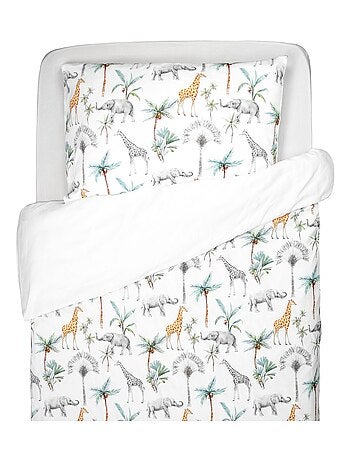 SEVIRA KIDS|Parure réversible housse de couette + taie d'oreiller enfant Safari