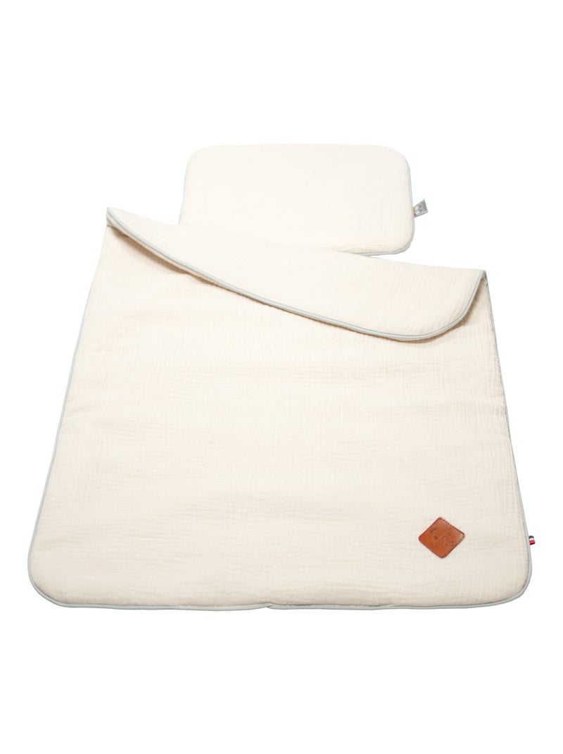 SEVIRA KIDS|Set berceau couverture et coussin en gaze de coton Jeanne Beige - Kiabi