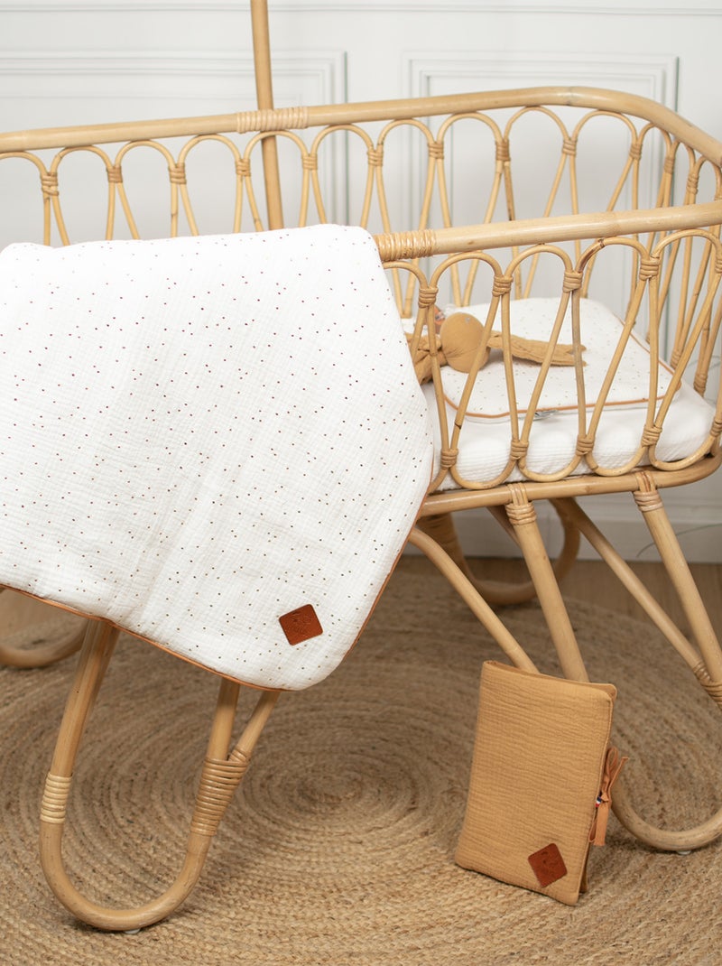 SEVIRA KIDS|Set berceau couverture et coussin en gaze de coton Jeanne Blanc Doré - Kiabi