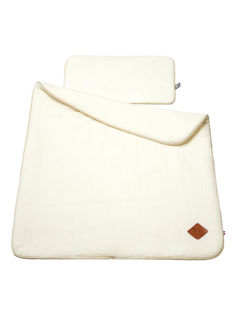 SEVIRA KIDS|Set berceau couverture et coussin en gaze de coton Jeanne Ecru - Kiabi