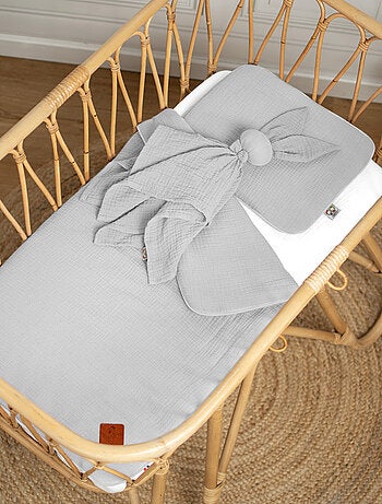 SEVIRA KIDS|Set berceau couverture et coussin en gaze de coton Jeanne