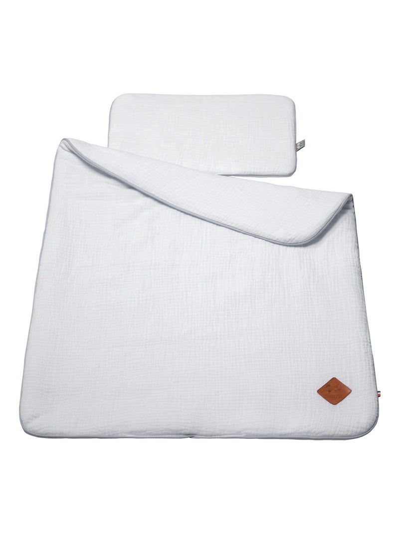 SEVIRA KIDS|Set berceau couverture et coussin en gaze de coton Jeanne Gris - Kiabi