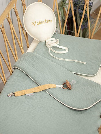 SEVIRA KIDS|Set berceau couverture et coussin en gaze de coton Jeanne