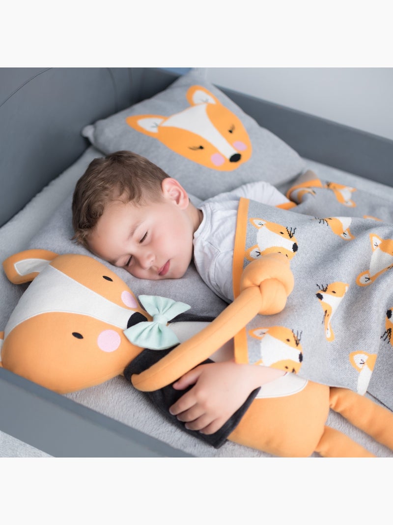 SEVIRA KIDS|Taie de coussin en coton tricoté RENARD Gris - Kiabi