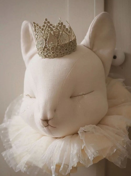 SEVIRA KIDS|Trophée mural Chat en lin – décoration chambre bébé enfant - Kiabi