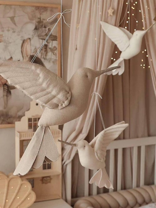 SEVIRA KIDS|Trophée mural Colibri en lin – décoration chambre bébé enfant - Kiabi