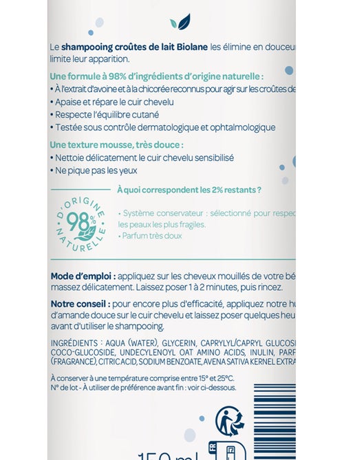 Shampooing croûtes de lait 150ml biolane - Kiabi Shampooing croûtes de lait 150ml biolane - Kiabi
