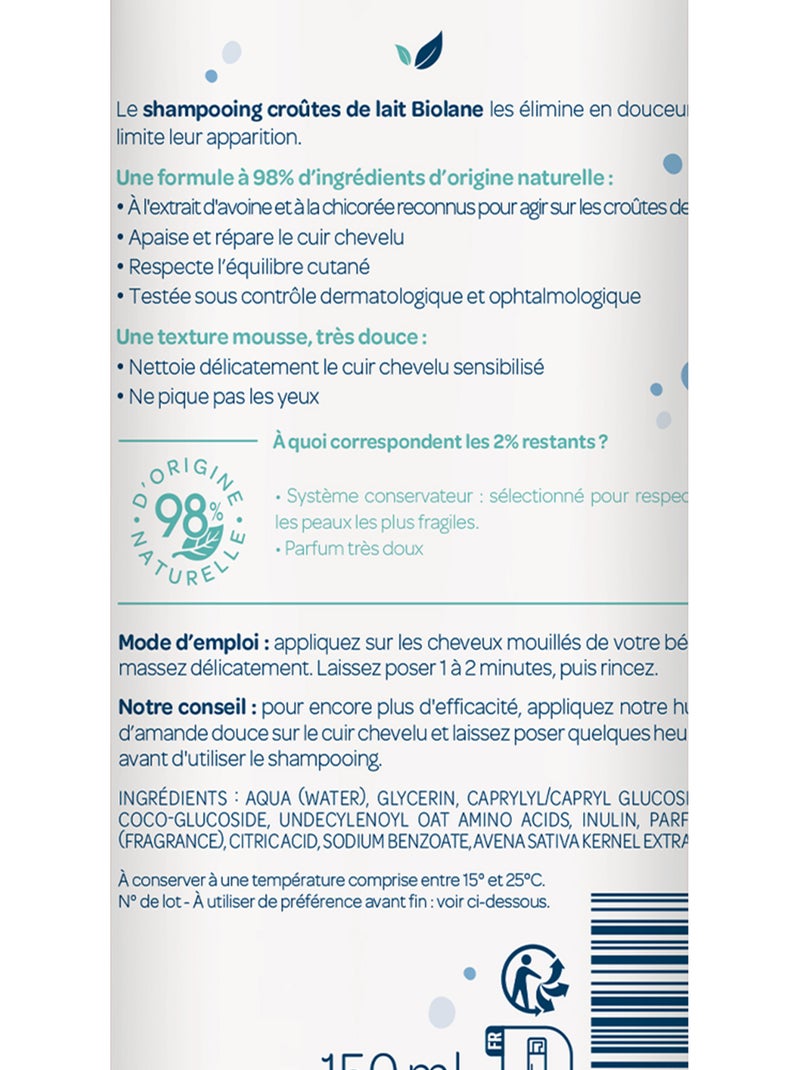 Shampooing croûtes de lait 150ml biolane Multicolore - Kiabi