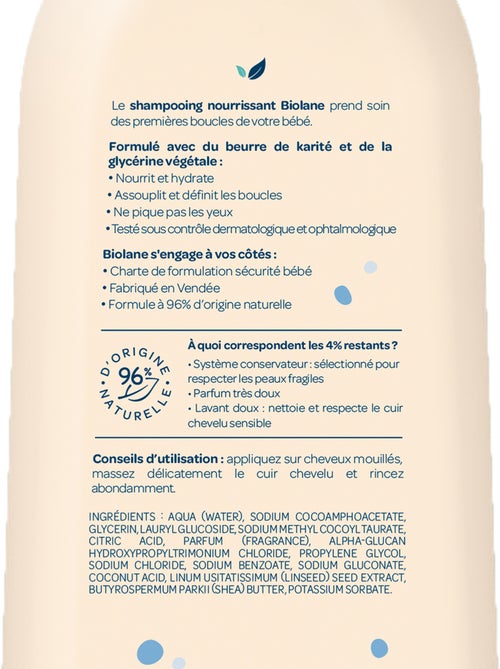 Shampooing nourissant cheveux bouclés 350ml biolane - Kiabi