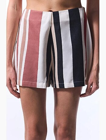 Shay short mini à rayures et motif ethnique penti