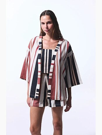 Shay short mini à rayures et motif ethnique penti